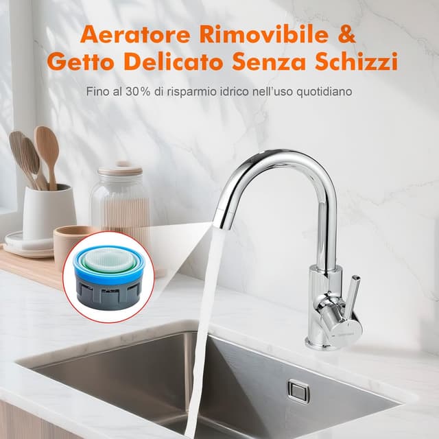 Detalle de GRIFEMA G1002 rubinetto bagno lavabo girevole 360° con attacco acqua calda e fredda