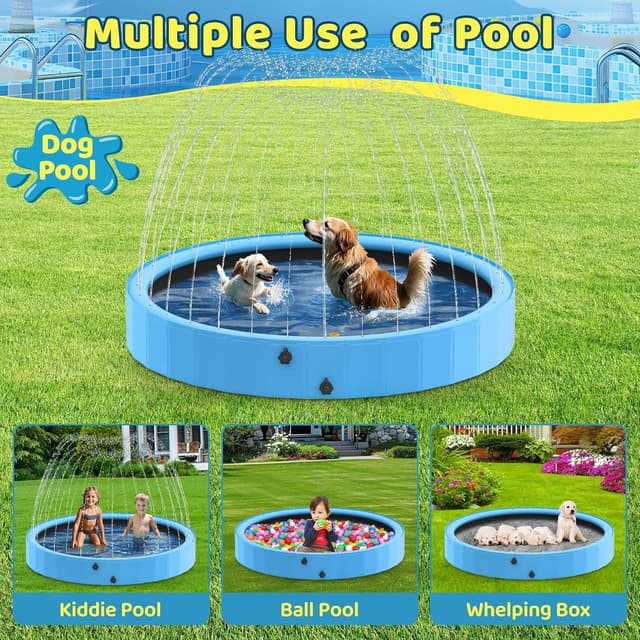 Thumbnail 6 de Raxurt Dog Pool with Sprinkler (79-inch foldable PVC pet bath tub)