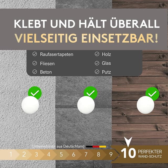 Thumbnail 6 de GALACE Fermaporta adesivo da muro bianco da 40 mm (10 pezzi) con gommini per paracolpi e anti-spifferi