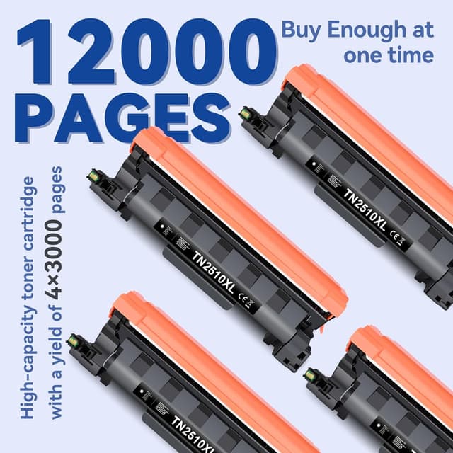 Detalle 2 de Lemero TN2510 / TN2510XL Toner kompatibel (4er-Pack) für Brother MFC & HL in Schwarz mit Chip