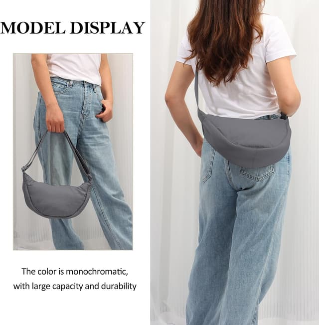 Detalle 2 de Halbmond Crossbody Tasche 12,2 Zoll Grau