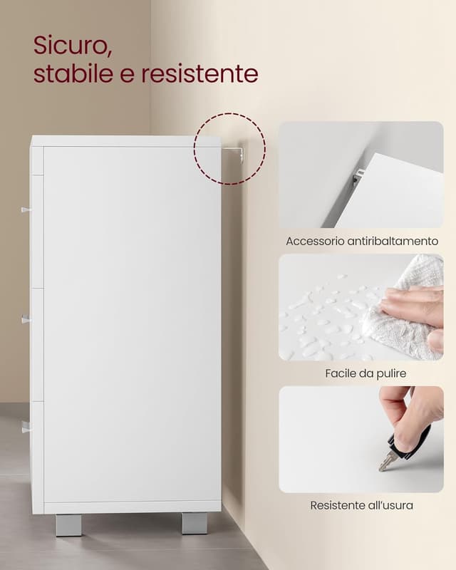 Thumbnail 6 de VASAGLE Mobile Sottolavabo 30x60x64 cm Bianco Nuvola