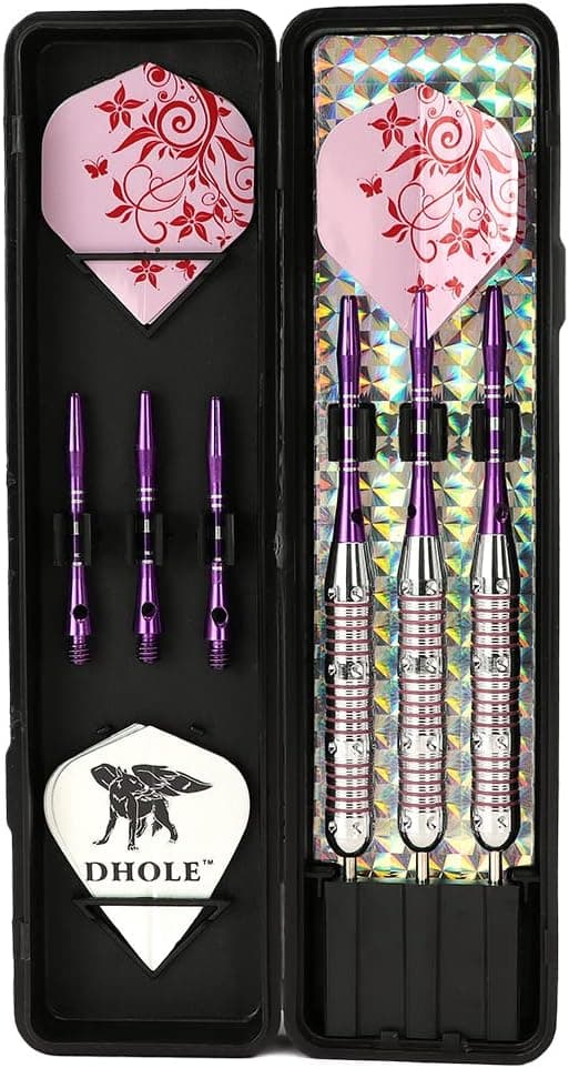 Detalle de CUESOUL Pink Mesdames – lot de 3 fléchettes acier 21 g avec accessoires en aluminium