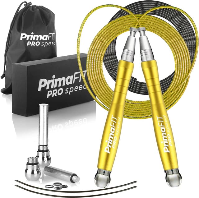 Detalle de PrimaFIT Pro Speed corde à sauter crossfit lestée réglable (aluminium) pour sport et HIIT