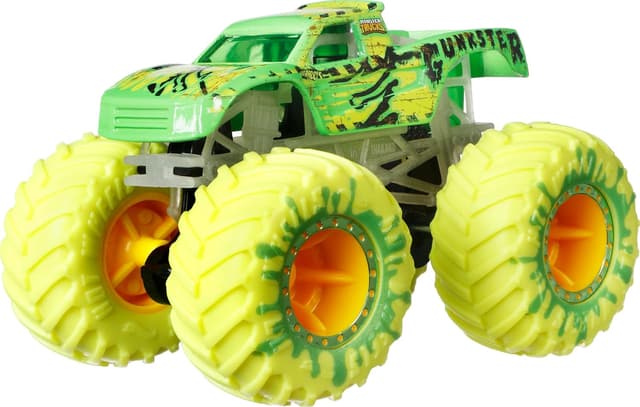 Detalle de Hot Wheels Monster Trucks 10-Pack (Glow-in-the-Dark) 1:64 Scale, 5 Trucks & 5 Cars Set