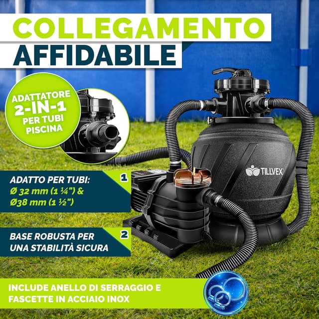 Thumbnail 6 de Pompa filtro piscina tillvex con portata 10.200 l/h e valvola a 7 vie