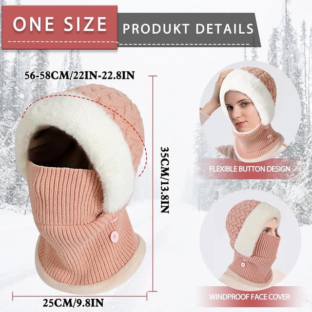 Thumbnail 5 de AYPOW Winter Knitted Hat Scarf 56-60 cm 🧣