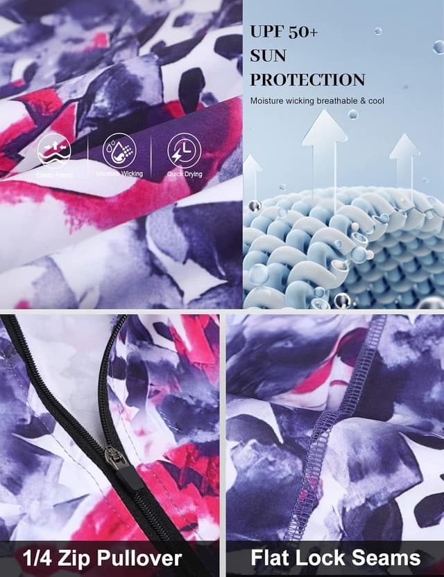 Detalle de Syphiby women’s 1/4 zip polo gym top (short sleeve, moisture wicking) for training and golf