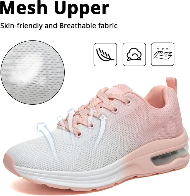 Detalle de Womens Athletic Running Trainers – Breathable Lightweight Walking Shoes with Air Cushion