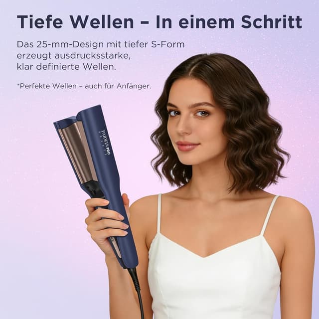 Detalle 2 de PARWIN PRO BEAUTY Meerjungfrauen Deep Waves Welleneisen 25 mm (PARWIN PRO BEAUTY, Doppelzylinder, Timer & LED)