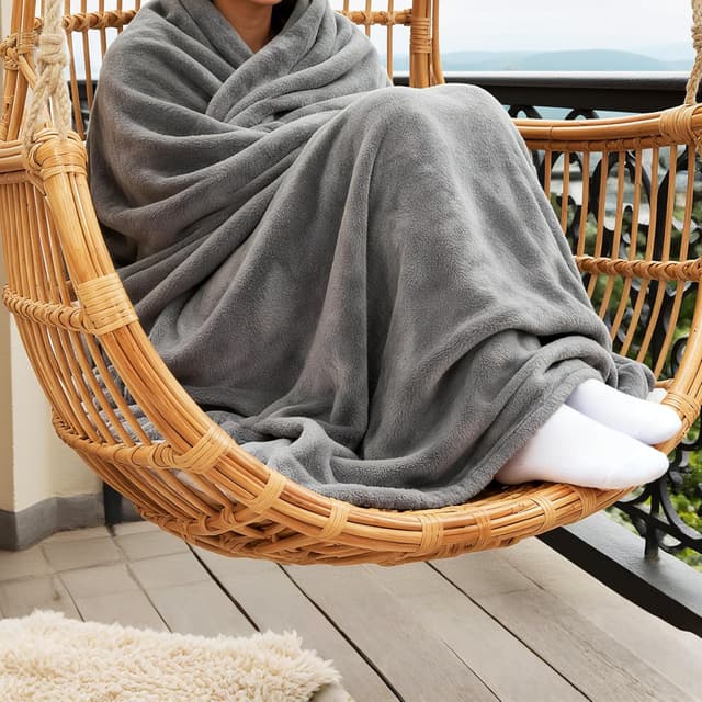 Thumbnail 5 de AiTodos® Couverture Polaire 150 x 200 cm Gris