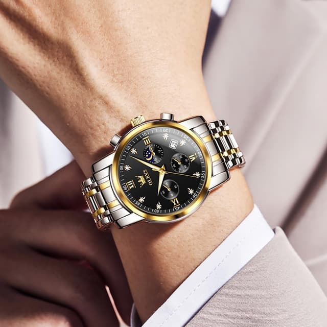 Detalle 2 de OLEVS Herrenuhr 42 mm Quarz mit Datum