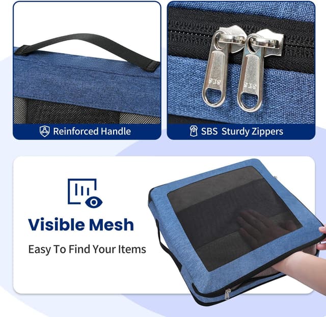 Detalle de Prezon Compression Packing Cubes (6-piece set) for carry-on travel with full-open mesh and laundry & shoe bags