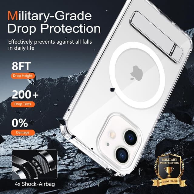 Detalle 2 de Coque iPhone 11 magnétique XTCASE avec MagSafe, support réglable et bumper antichoc transparent