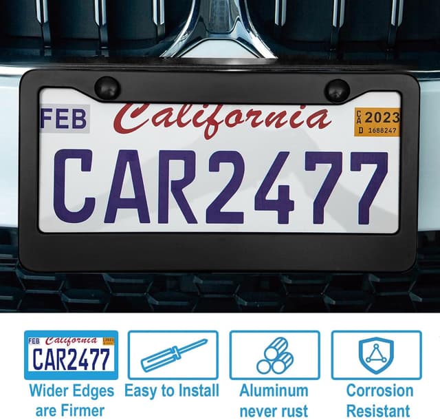 Thumbnail 2 de Lengnoyp Matte Black License Plate Frame 2 pcs