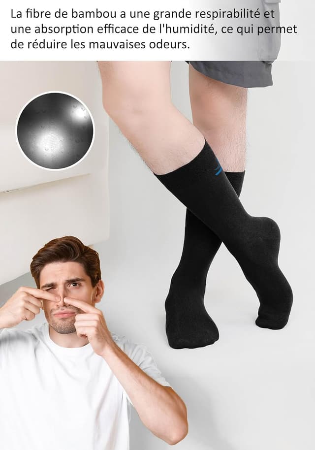 Detalle 2 de ZAKASA Chaussettes Bambou Homme classiques pour bureau et costume