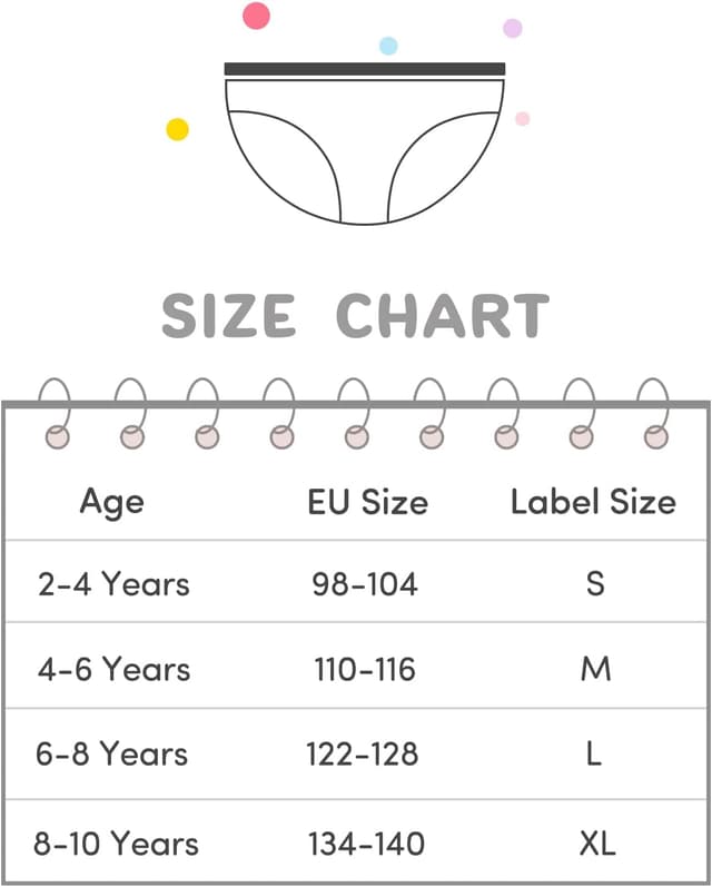 Detalle de Adorel Mädchen Slips aus Baumwoll-Mix – 12er-Pack (Motiv-Design, elastischer Bund)