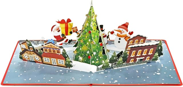 Detalle de CUTPOPUP Night Before Merry Christmas Cards 2025 3D Pop Up Christmas Card Set (Night Scene) with Envelope