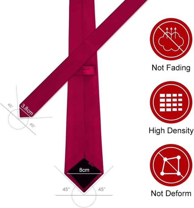 Detalle 2 de URAQT Corbata de Hombre 8cm Color Sólido✂️ para Fiesta y Oficina