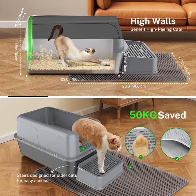 Detalle 2 de Stainless Steel Cat Litter Tray 32L XL