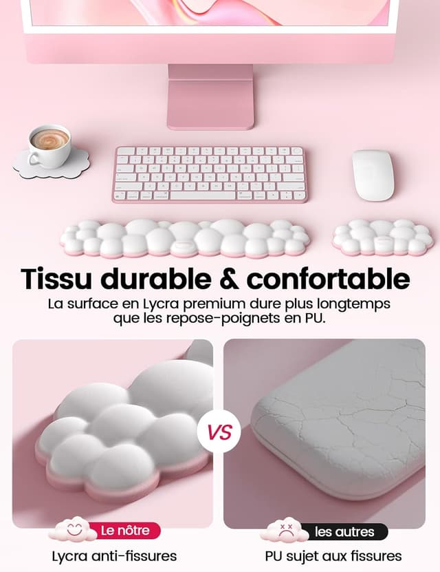 Detalle 2 de VAYDEER repose-poignet ergonomique en mousse à mémoire de forme (style nuage bicolore bleu foncé/noir)