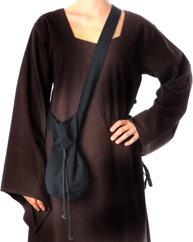 Detalle 2 de HEMAD mantellina con coulisse per borsa piccola in cotone misto lino, stile medievale e rinascimentale