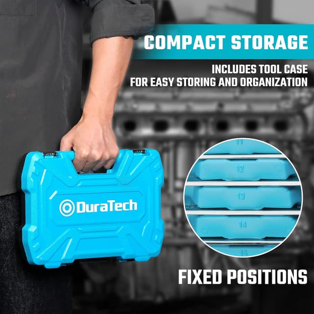 Thumbnail 6 de Duratech 12 piezas llaves de carraca 8–19 mm cabeza flexible