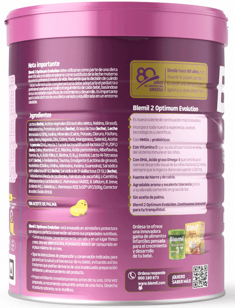 Detalle 2 de Blemil Optimum Evolution 2 Leche de continuación 800 g x3