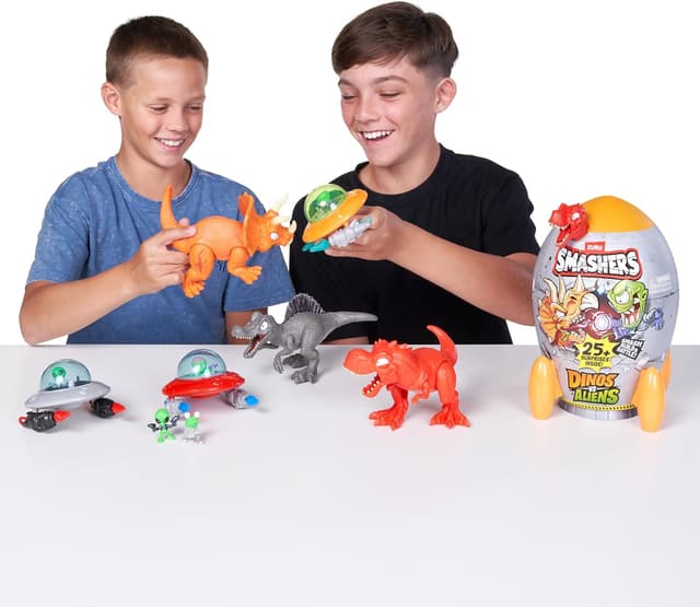 Detalle 1 de ZURU Smashers Dino vs Aliens Medium (T-REX) – aufschlagbares Spielzeug-Ei mit 20+ Überraschungen