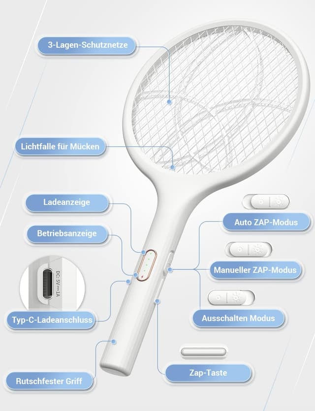 Thumbnail 6 de YISSVIC Fliegenklatsche 4000V USB C Akku 2in1