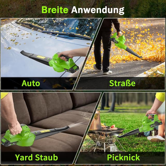 Detalle 2 de Akku-Laubbläser (20 V) mit 2×2,0 Ah Akkus und Ladegerät, 360 m³/h, 3 Gänge