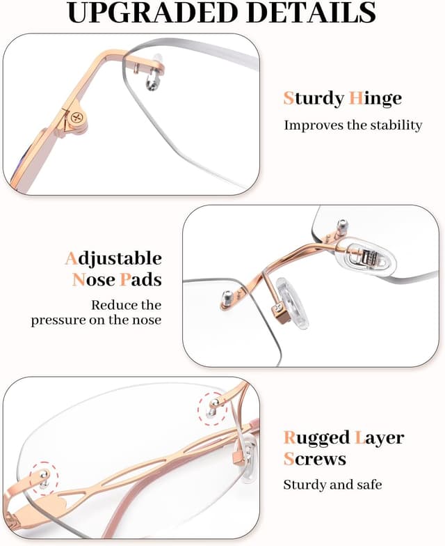 Detalle 1 de LUFF Rahmenlose Lesebrille mit 8H Blaulichtblock