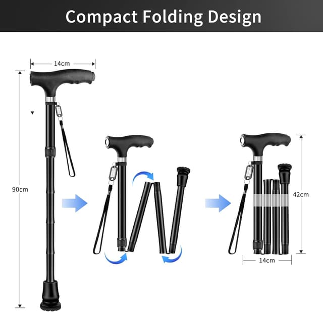 Thumbnail 1 de OOCOME Höhenverstellbarer Gehstock mit Licht 77–90 cm