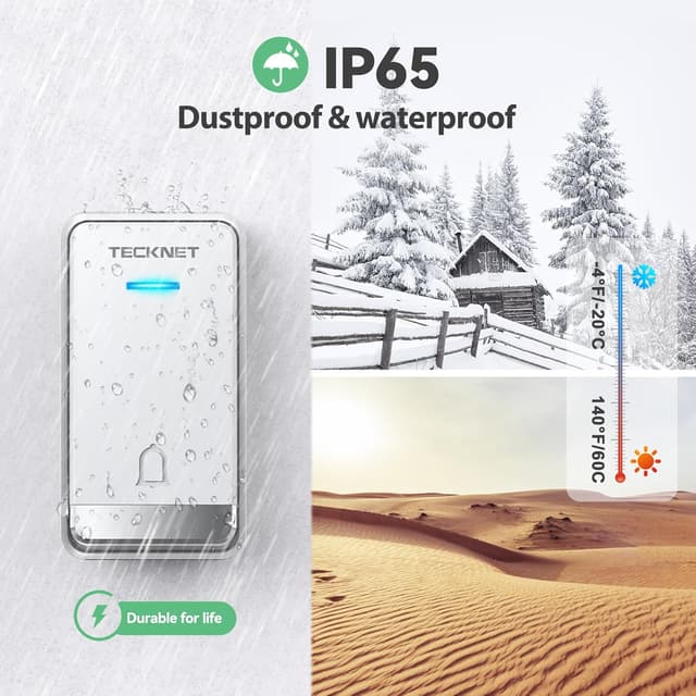Thumbnail 4 de TECKNET 2-in-1 Wireless Doorbell 1300ft Range