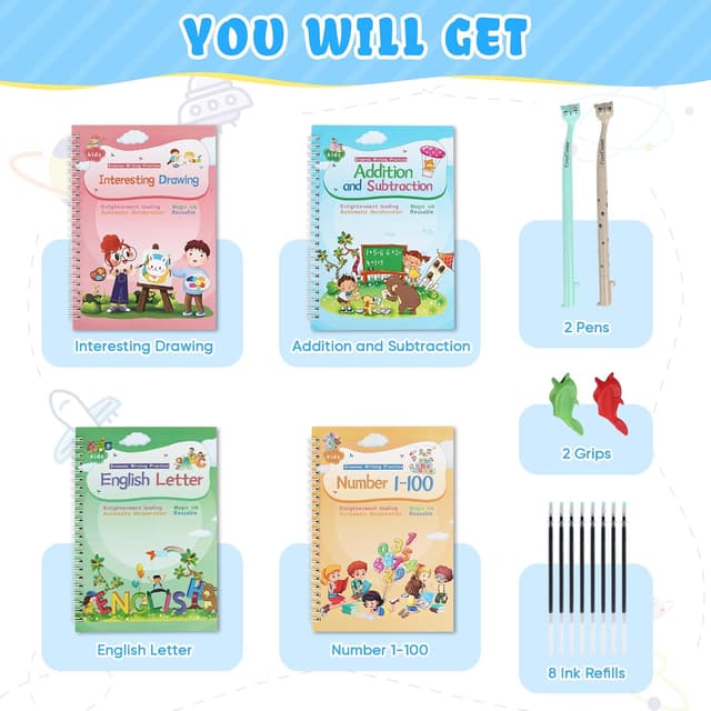 Detalle 1 de Magic Ink Copybooks for Kids, 4 pack