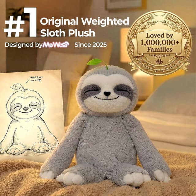Detalle 2 de Mewaii Weighted Sloth Teddy Plush (1.5KG) – 38cm soft weighted anxiety cuddle toy