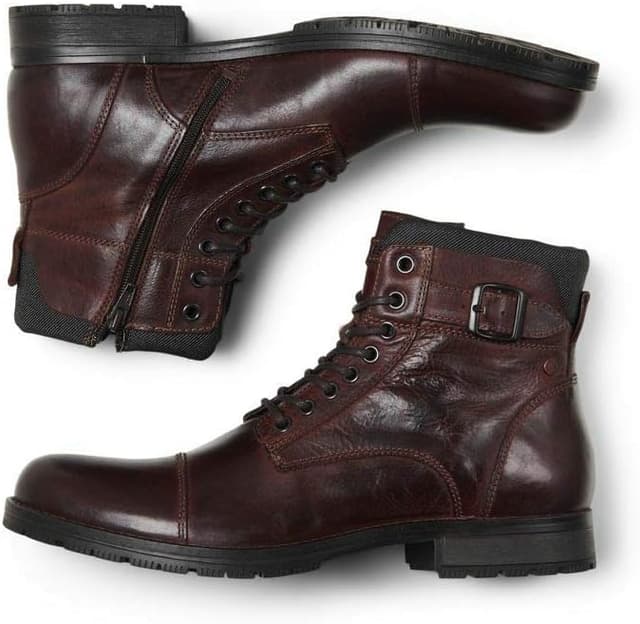 Detalle de JACK & JONES Jfwalbany Leather Coffee Bean Biker Boots für Herren