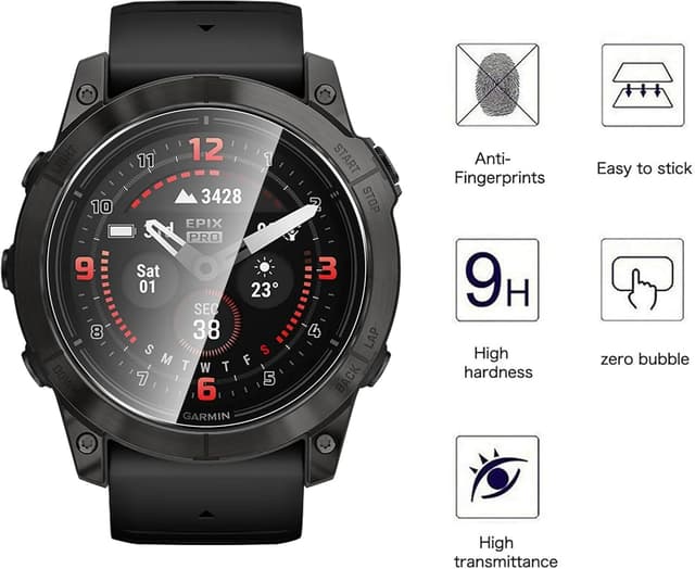 Detalle 2 de WFTE 4-Pack Screen Protector for Garmin Epix Gen 2 (47mm) tempered glass