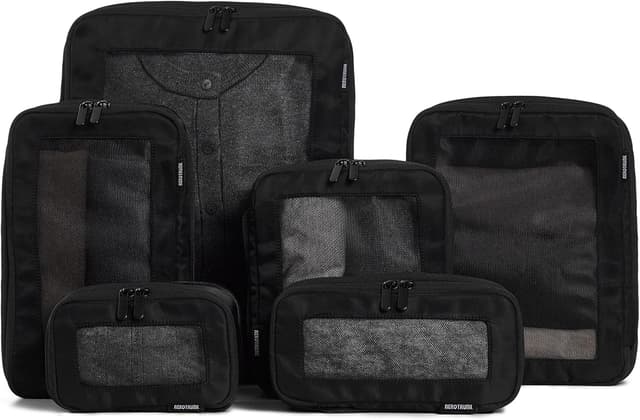 Detalle de Aerotrunk Compression Packing Cubes (6-Pack, Black) for Travel Luggage Organizers