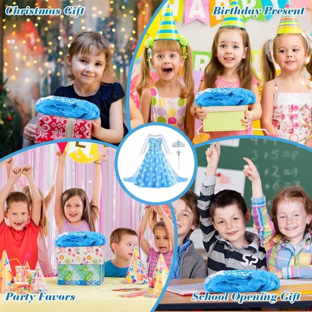 Thumbnail 6 de ACWOO Vestito Set principessa del ghiaccio luminoso con corona e bacchetta