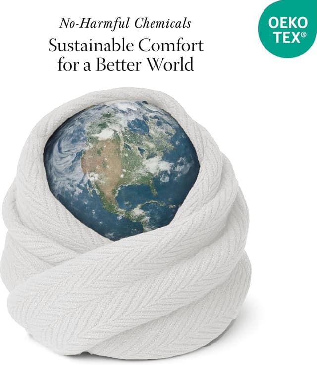 Detalle de Threadmill Home Linen Luxury 100% Cotton King Blanket (Herringbone) – Tusk White, All-Season Cozy