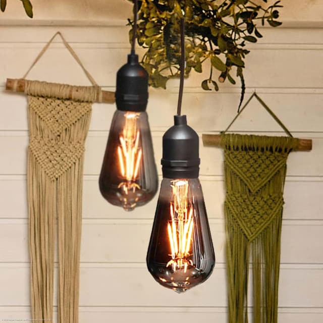 Detalle de hellum Lot de 2 lampes suspendues extérieures à batterie ST64 grise avec télécommande