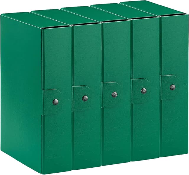 Detalle de Esselte C28 EUROBOX cartella progetti con bottone, 25 x 35 cm, dorso 8 cm, verde (confezione da 5) 390328180