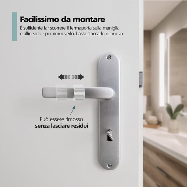 Detalle 2 de Virea 6 fermaporta per maniglie trasparente (18 mm e 15 mm) per proteggere porte e finestre