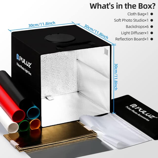Thumbnail 6 de PULUZ 30cm Light Box Photo Box Studio Kit with adjustable LED lights and 6 PVC backdrops