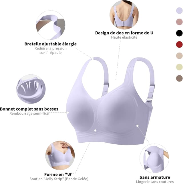 Detalle 2 de Fittingirls soutien-gorge sans armature grande taille, sans couture et bretelles réglables