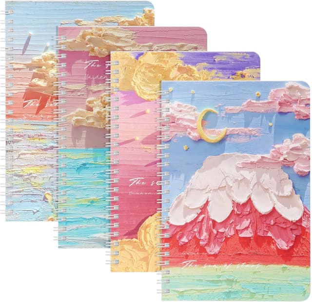 Detalle de OFFCUP Lot de 4 carnets A5 à spirales (lignés), 120 pages