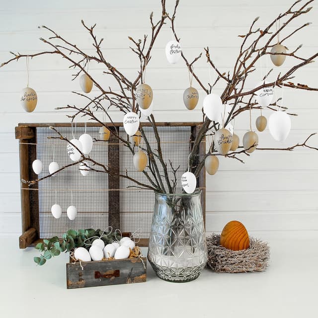 Detalle 2 de Papierdrachen Ostereier aus Pappmaché 12er Set