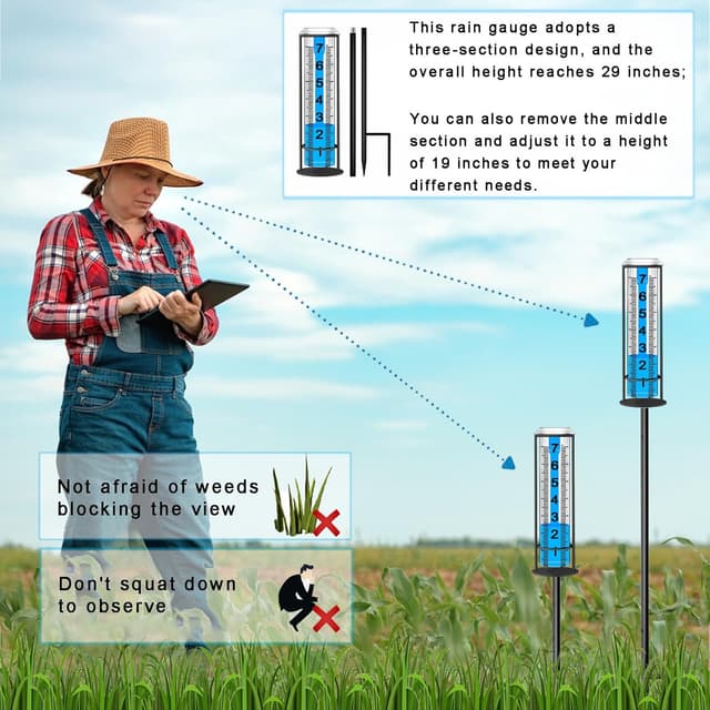 Thumbnail 3 de Rain Gauge Outdoor, 10-in. accurate rainfall meter 📏