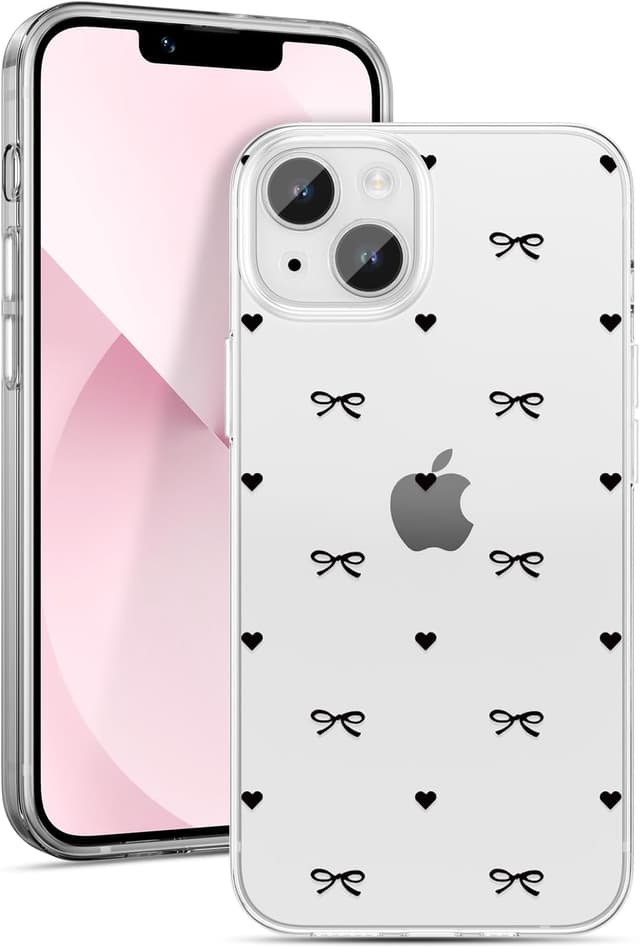 Detalle de ZTOFERA durchsichtige Hülle für iPhone 15 Plus (6,7") mit Herz & Schleife Design, weiches TPU, stoßfest